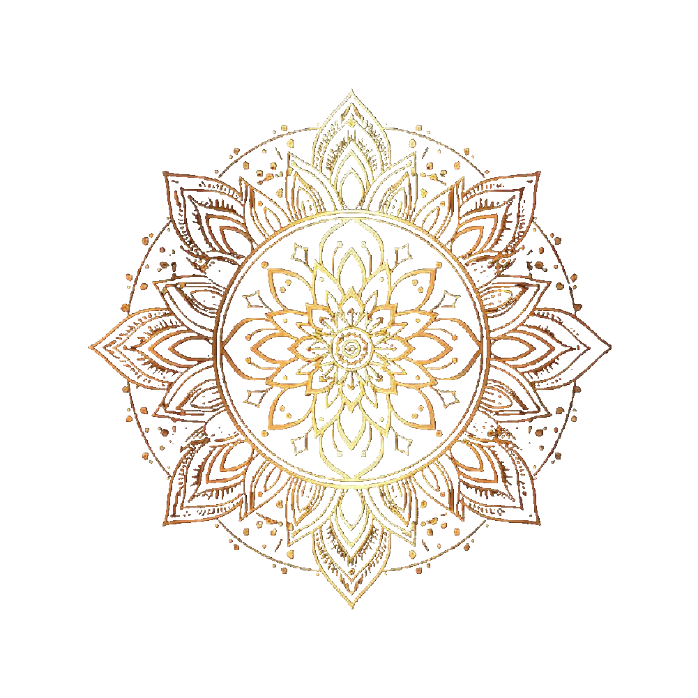 Ein detailliertes goldenes Mandala, das spirituelle Einheit und Meditation repräsentiert.