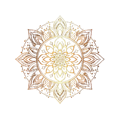 Goldenes Mandala: Symbol für innere Harmonie und spirituelle Reise Ein detailliertes goldenes Mandala, das spirituelle Einheit und Meditation repräsentiert.